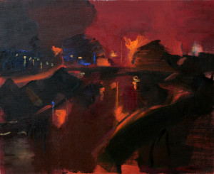 夜の蟹江川　　　　　F15号　　　油彩　　　　2008年